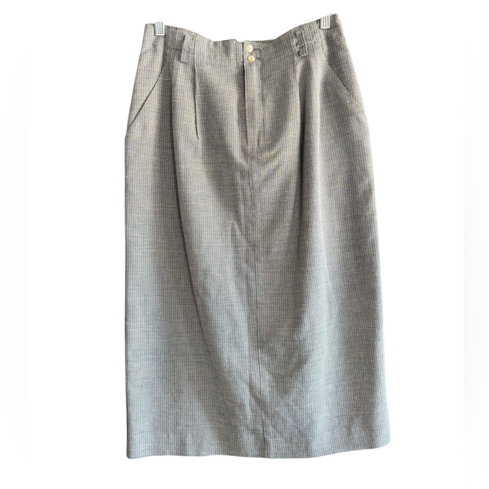 Liz Sport Vintage Houndstooth Midi Skirt 10 Preppy Academic Quiet Luxury X9